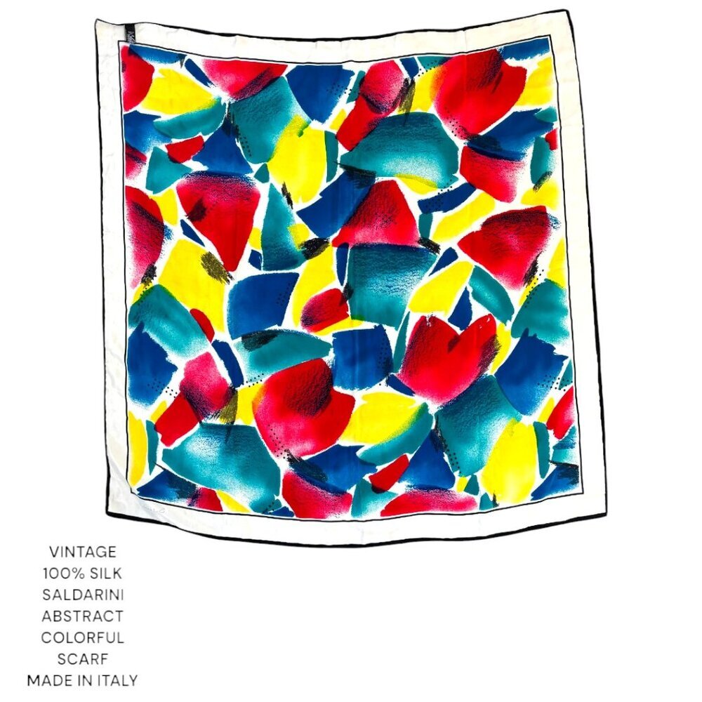 RARE ABSTRACT COLORFUL SALDARINI‎  100% SILK SCARF MADE IN ITALY